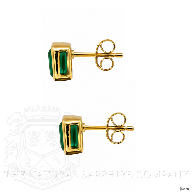 1.48 Ct.Tw. Green Agate Studs Earrings, 22K Gold Plated Silver