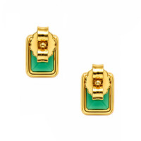 1.48&nbsp;Ct.Tw.Total Carat Weight Green Agate Studs Earrings, 22K Gold Plated Silver Image