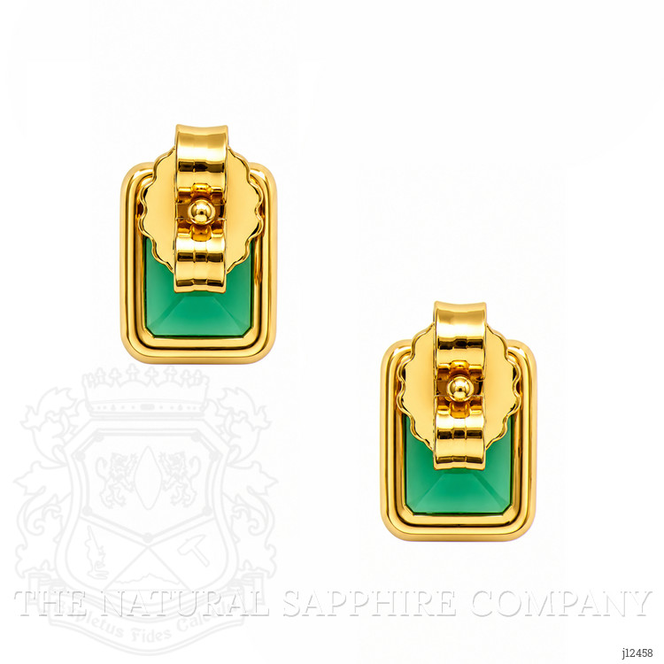 1.48 Ct.Tw. Green Agate Studs Earrings, 22K Gold Plated Silver