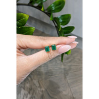 1.48 Ct.Tw.Total Carat Weight Green Agate Studs Earrings, 22K Gold Plated Silver Life Style