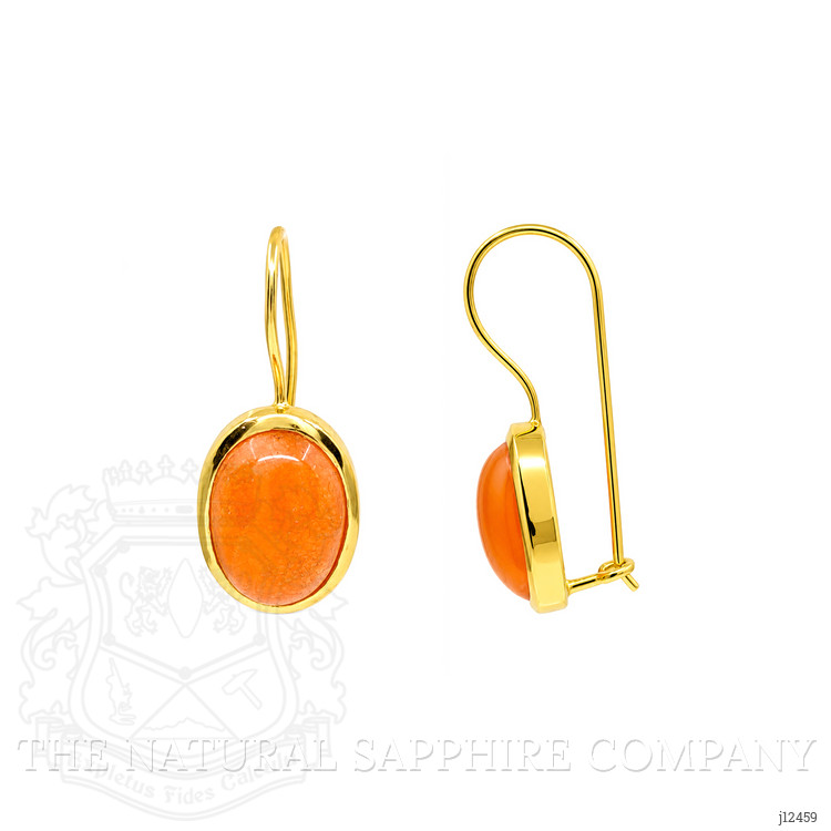 8.64 Ct.Tw. Orange Carnelian Hoops Earrings, 22K Gold Plated Silver