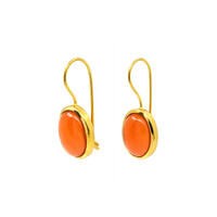 8.64 Ct.Tw.Total Carat Weight Orange Carnelian Hoops Earrings, 22K Gold Plated Silver Image