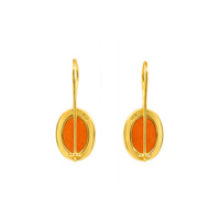 8.64&nbsp;Ct.Tw.Total Carat Weight Orange Carnelian Hoops Earrings, 22K Gold Plated Silver Image