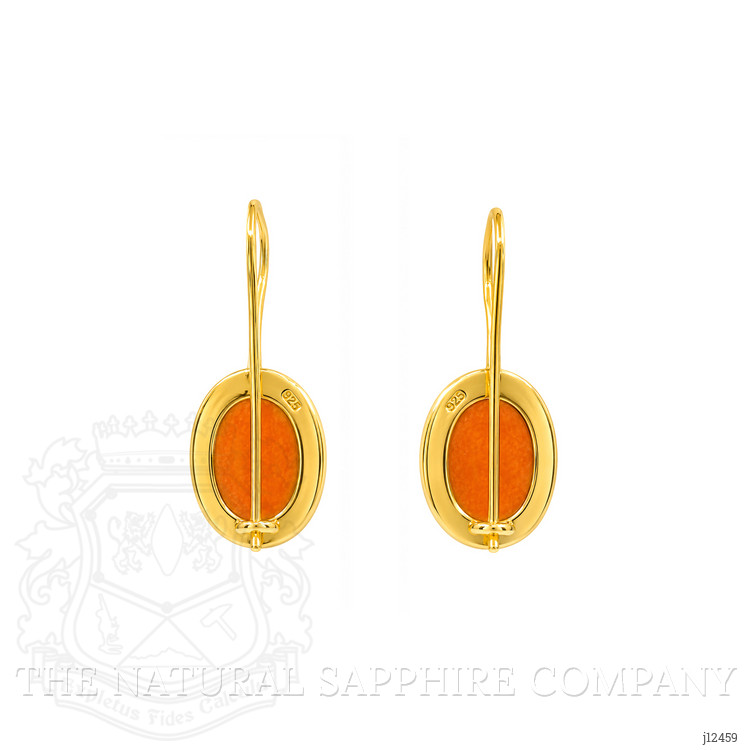 8.64 Ct.Tw. Orange Carnelian Hoops Earrings, 22K Gold Plated Silver