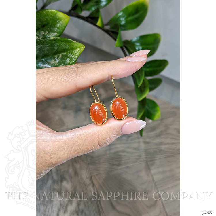 8.64 Ct.Tw. Orange Carnelian Hoops Earrings, 22K Gold Plated Silver