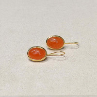 8.64 Ct.Tw.Total Carat Weight Orange Carnelian Hoops Earrings, 22K Gold Plated Silver Life Style