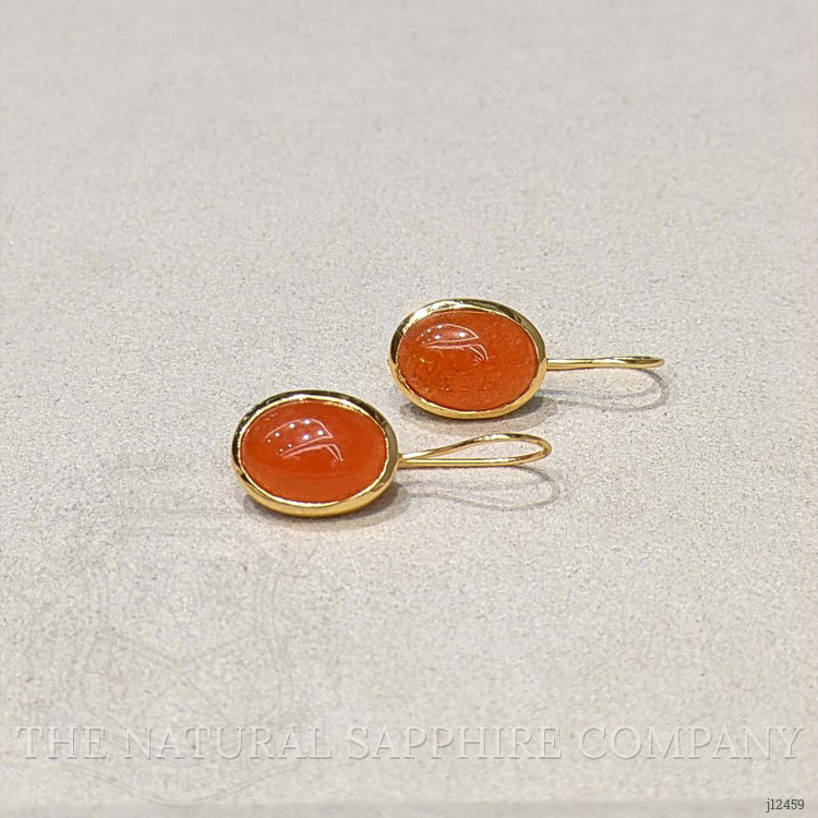 8.64 Ct.Tw. Orange Carnelian Hoops Earrings, 22K Gold Plated Silver