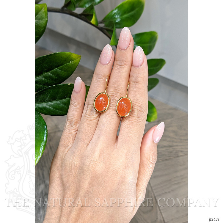 8.64 Ct.Tw. Orange Carnelian Hoops Earrings, 22K Gold Plated Silver