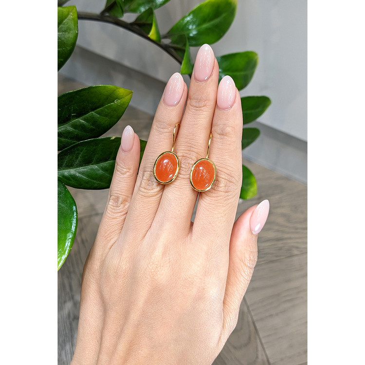 8.64 Ct.Tw. Orange Carnelian Hoops Earrings, 22K Gold Plated Silver
