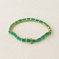 13.74 Ct.Tw.Total Carat Weight Emerald Tennis/Line Bracelet, 14K Yellow Gold Image