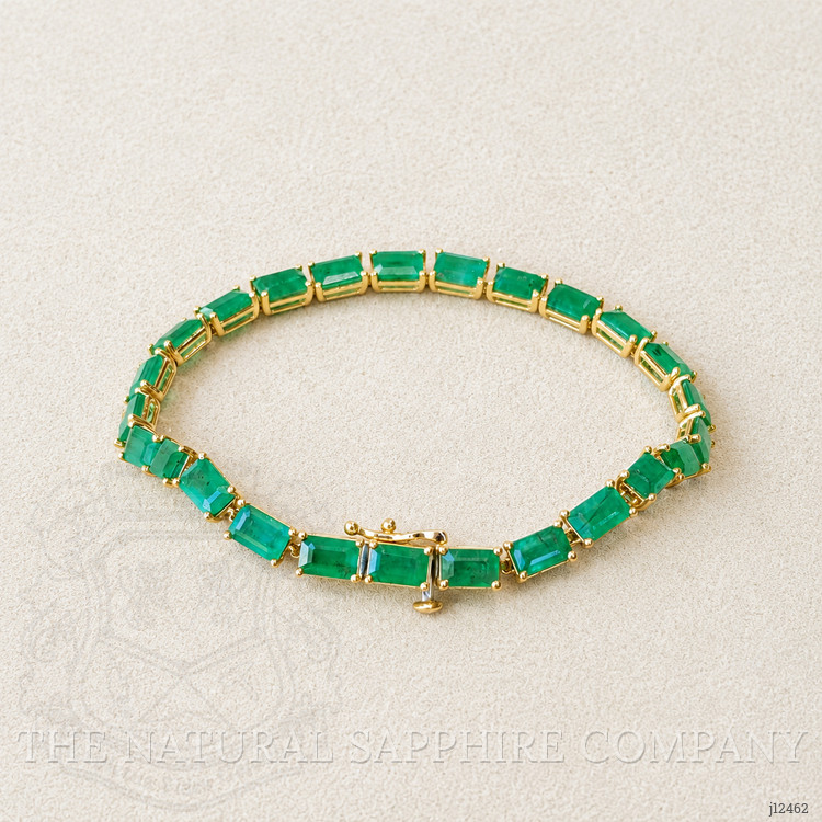 13.74 Ct.Tw. Emerald Tennis/Line Bracelet, 14K Yellow Gold
