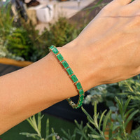 13.74&nbsp;Ct.Tw.Total Carat Weight Emerald Tennis/Line Bracelet, 14K Yellow Gold Life Style