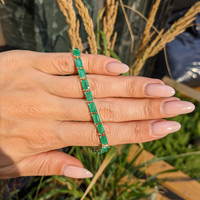 13.74 Ct.Tw.Total Carat Weight Emerald Tennis/Line Bracelet, 14K Yellow Gold Life Style
