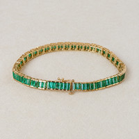 9.69&nbsp;Ct.Tw.Total Carat Weight Emerald Tennis/Line Bracelet, 14K Yellow Gold Image
