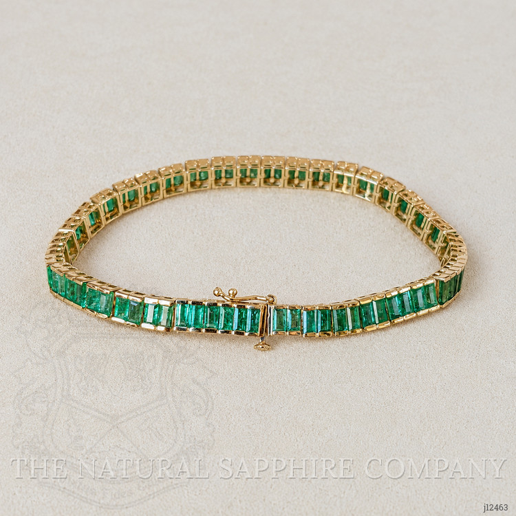 9.69 Ct.Tw. Emerald Tennis/Line Bracelet, 14K Yellow Gold