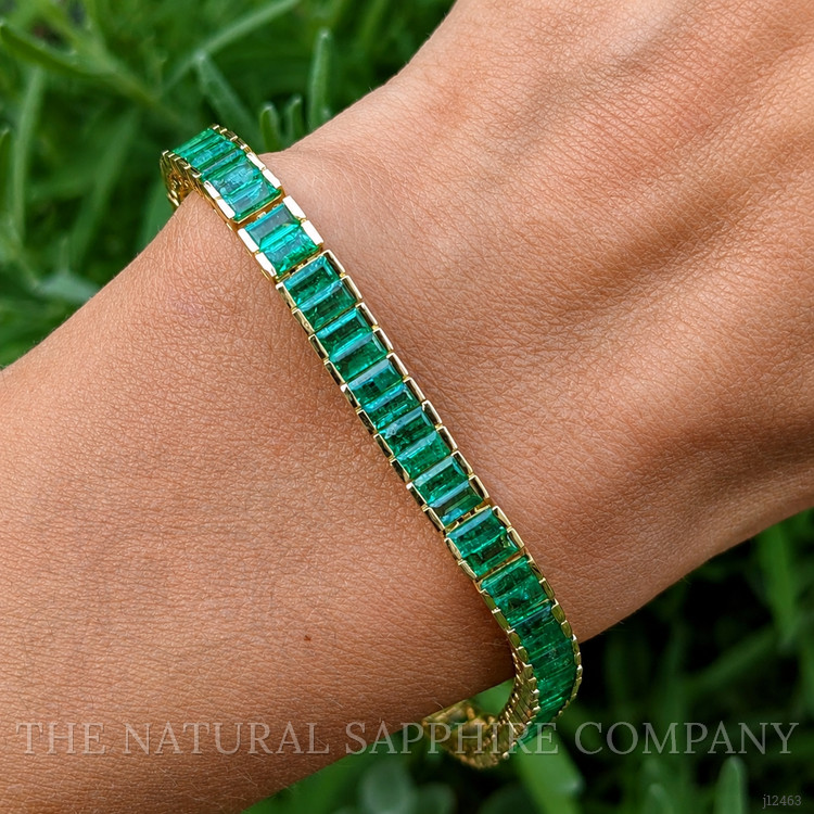 9.69 Ct.Tw. Emerald Tennis/Line Bracelet, 14K Yellow Gold