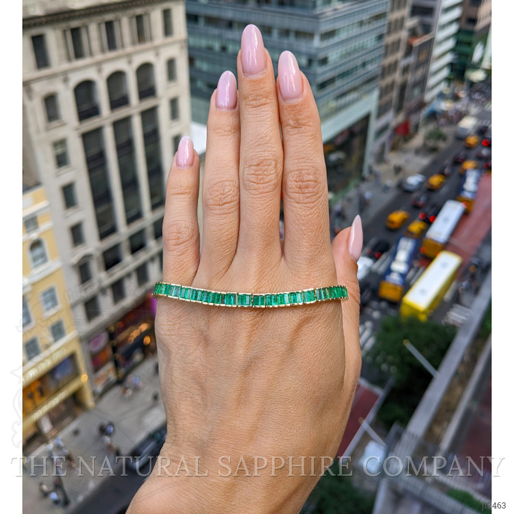9.69 Ct.Tw. Emerald Tennis/Line Bracelet, 14K Yellow Gold