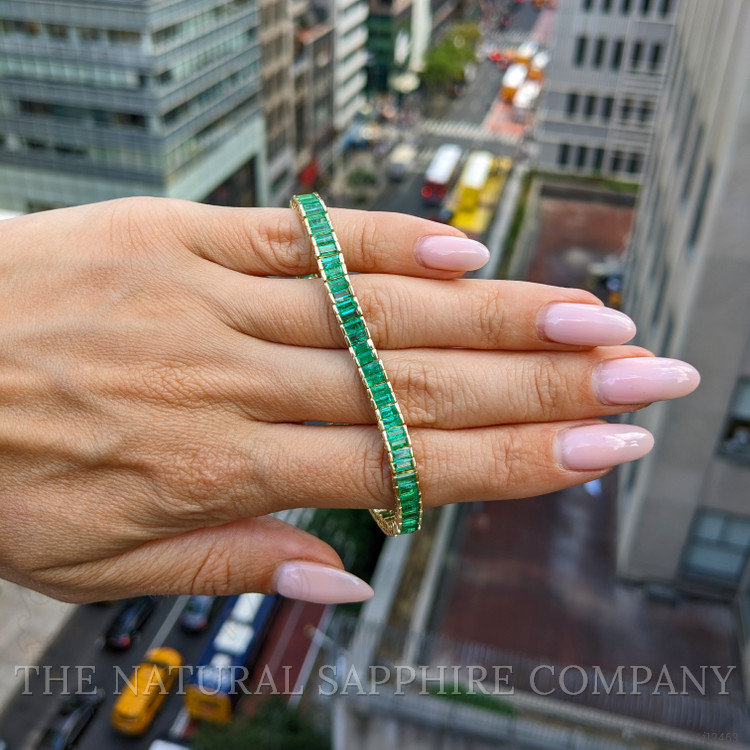 9.69 Ct.Tw. Emerald Tennis/Line Bracelet, 14K Yellow Gold