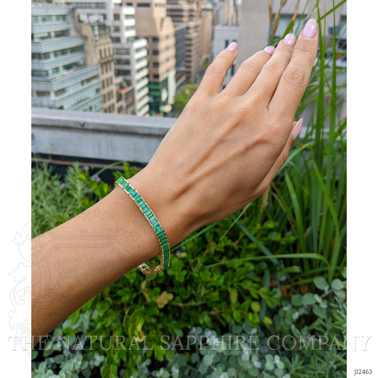 9.69 Ct.Tw. Emerald Tennis/Line Bracelet, 14K Yellow Gold