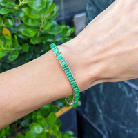 9.69 Ct.Tw.Total Carat Weight Emerald Tennis/Line Bracelet, 14K Yellow Gold Life Style