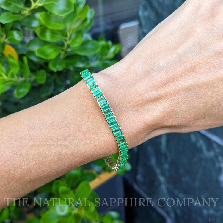 9.69 Ct.Tw. Emerald Tennis/Line Bracelet, 14K Yellow Gold