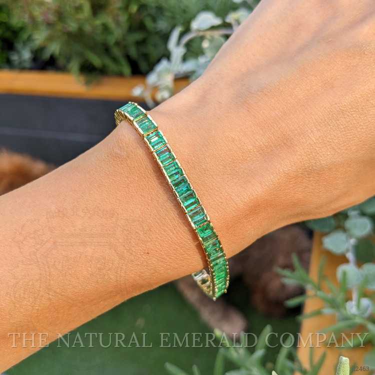 9.69 Ct.Tw. Emerald Tennis/Line Bracelet, 14K Yellow Gold