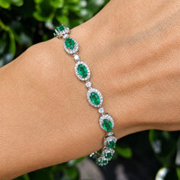 3.64 Ct.Tw. Emerald 14K White Gold bracelet