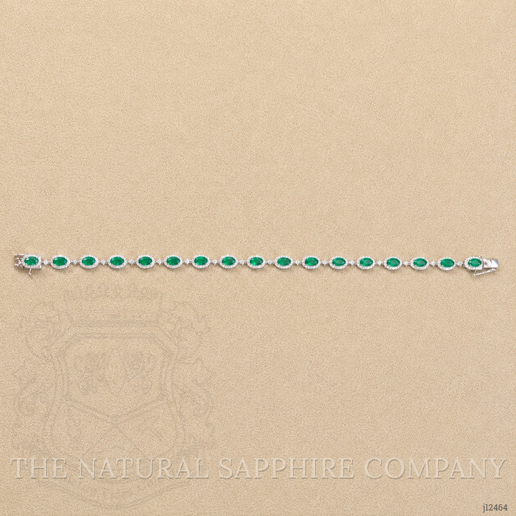 3.64 Ct.Tw. Emerald and Natural Diamond Pave Bracelet, 14K White Gold