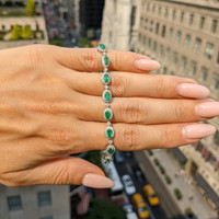 3.64 Ct.Tw.Total Carat Weight Emerald and Natural Diamond Pave Bracelet, 14K White Gold Life Style