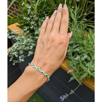 3.64 Ct.Tw.Total Carat Weight Emerald and Natural Diamond Pave Bracelet, 14K White Gold Life Style