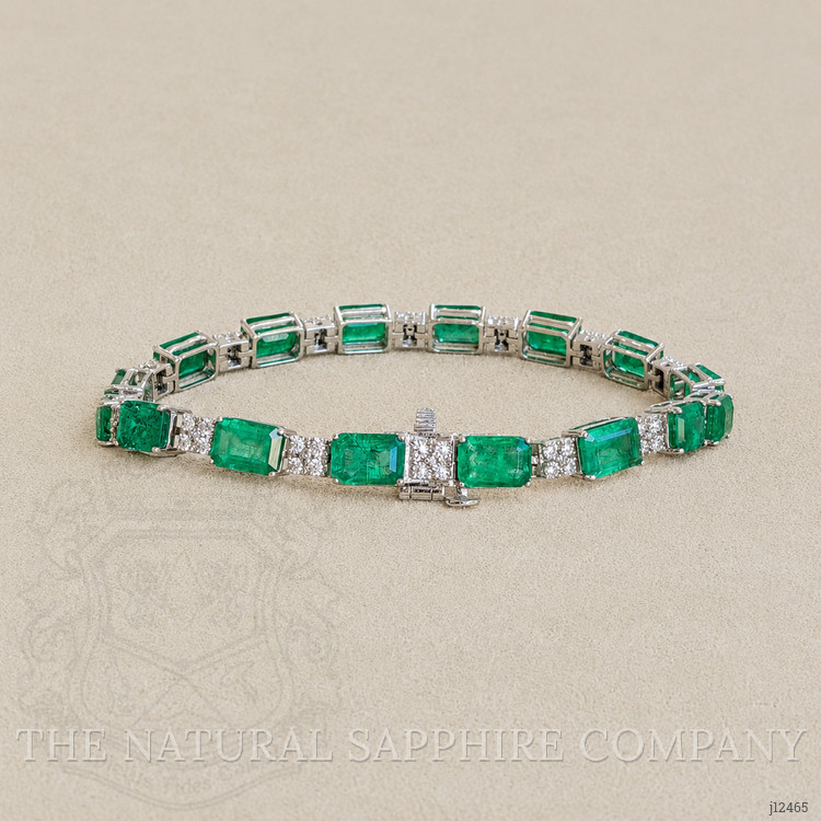 15.90 Ct.Tw. Emerald and Natural Diamond Pave Bracelet, 14K Yellow Gold