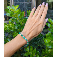 15.90 Ct.Tw.Total Carat Weight Emerald and Natural Diamond Pave Bracelet, 14K Yellow Gold Life Style