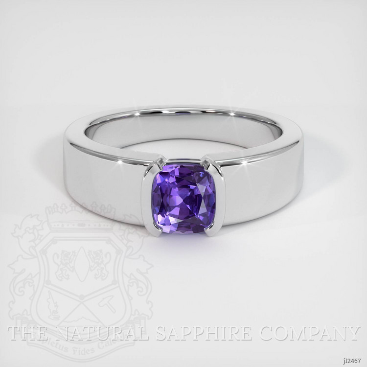 1.89 Ct. Purple Sapphire Men's Ring, 14K White Gold