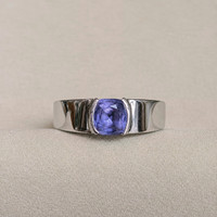 1.89 Ct. Purple Sapphire Men's Ring, 14K White Gold Life Style