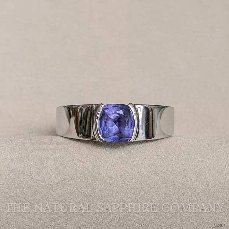 1.89 Ct. Purple Sapphire Men's Ring, 14K White Gold