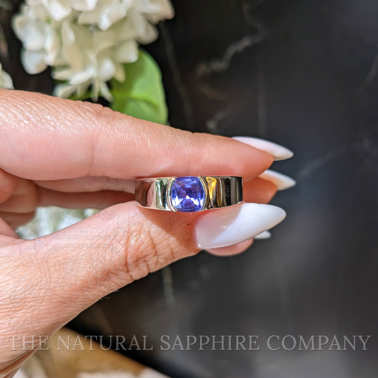 1.89 Ct. Purple Sapphire Men's Ring, 14K White Gold