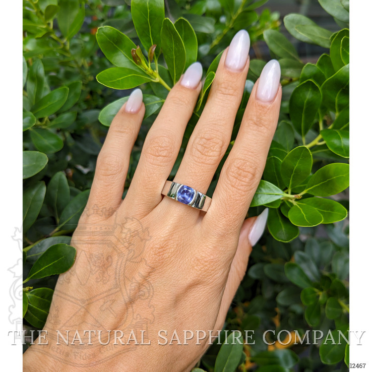 1.89 Ct. Purple Sapphire Men's Ring, 14K White Gold