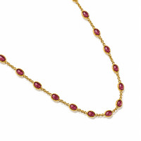 16.79 Ct. Purplish Red Ruby Bezel Necklace, 22K Gold Plated Silver Image