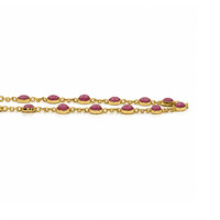 16.79 Ct. Purplish Red Ruby Bezel Necklace, 22K Gold Plated Silver Image