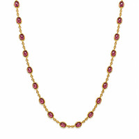 16.79 Ct. Purplish Red Ruby Bezel Necklace, 22K Gold Plated Silver Image