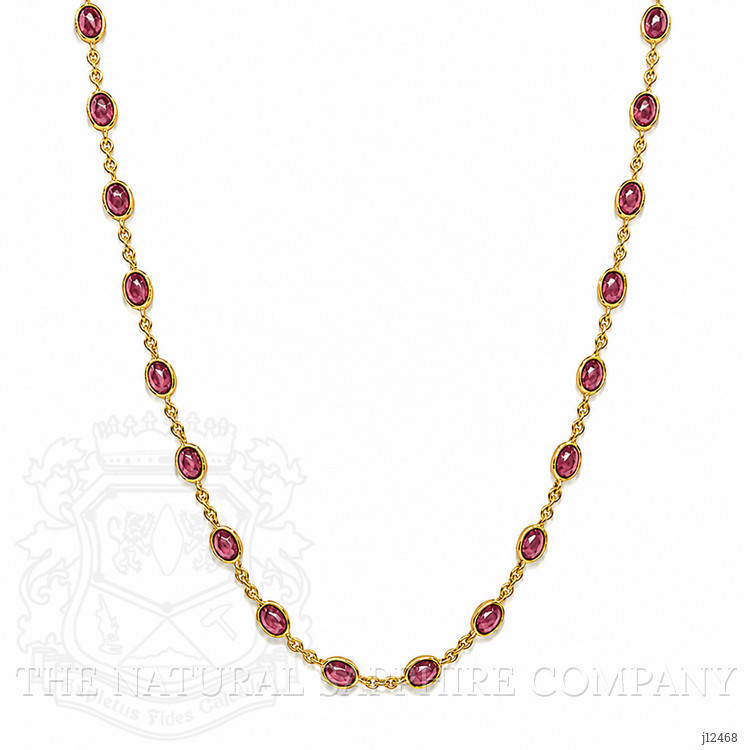 16.79 Ct. Purplish Red Ruby Bezel Necklace, 22K Gold Plated Silver