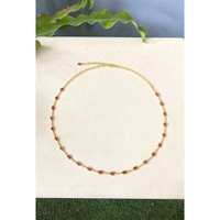 16.79 Ct. Purplish Red Ruby Bezel Necklace, 22K Gold Plated Silver Life Style