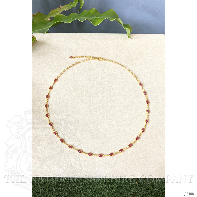 16.79 Ct. Purplish Red Ruby Bezel Necklace, 22K Gold Plated Silver
