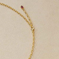 16.79 Ct. Purplish Red Ruby Bezel Necklace, 22K Gold Plated Silver Life Style