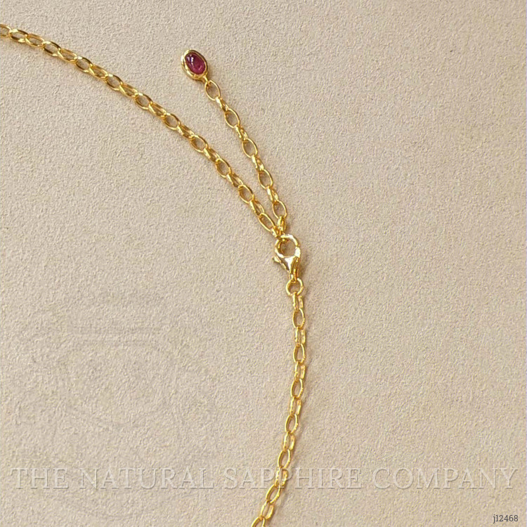 16.79 Ct. Purplish Red Ruby Bezel Necklace, 22K Gold Plated Silver