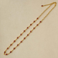 16.79 Ct. Purplish Red Ruby Bezel Necklace, 22K Gold Plated Silver Life Style