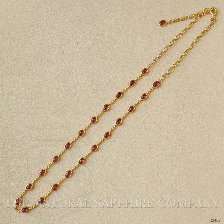 16.79 Ct. Purplish Red Ruby Bezel Necklace, 22K Gold Plated Silver
