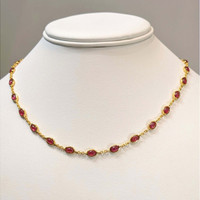 16.79 Ct. Purplish Red Ruby Bezel Necklace, 22K Gold Plated Silver Life Style