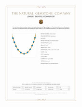 22.36 Ct. Blue Turquoise Bezel Necklace, 22K Gold Plated Silver Scan Report
