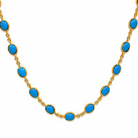 22.36 Ct. Turquoise 22K Gold Plated Silver necklace